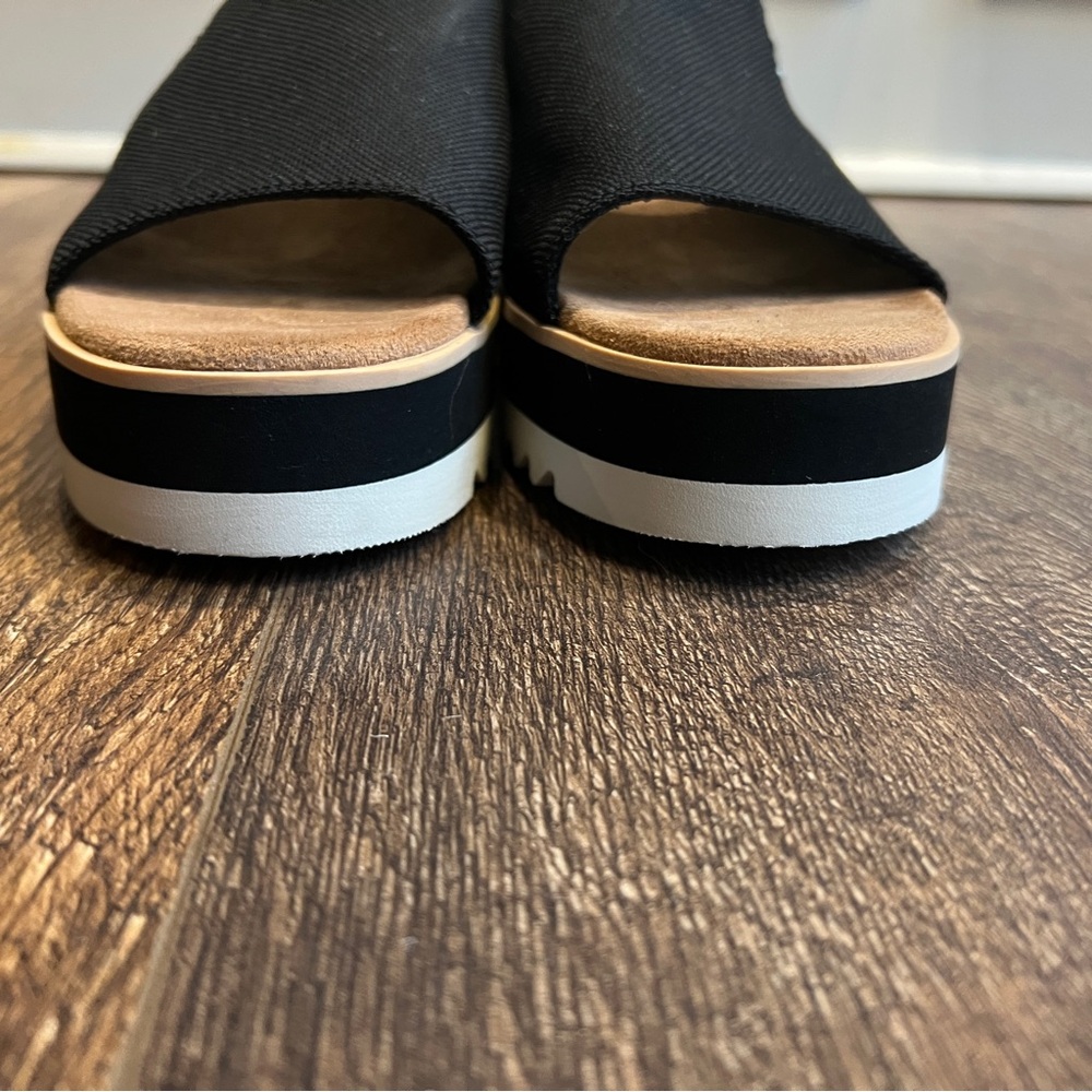 Toms Diana Womens Black Canvas Platform OrthoLite Slides Sandals Size 8 - Picture 5 of 6